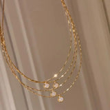 Daiiibabyyy  Retro Exquisite Inlaid Small Zircon Gold Color Choker Necklaces Clavicle Chain Women's New Trend Jewelry