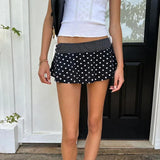 Daiiibabyyy  Polka Dot Half-length Skirt with Puffy Waist And Lace Trim for Women Short Cake Skirt with Lining Summer Autumn Fashion