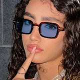 Daiiibabyyy  Retro Rice Nail Small Frame Square Sunglasses New Women Glasses Fashionable Men Simple High-End Glasses