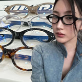 DAIIIBABYYY   -  Y2K Oval Frame Glasses Retro Black for Women Anti-blue Light Fashion Vintage Style Premium Spicy Girls Cat Eye Sun Eyeglasses