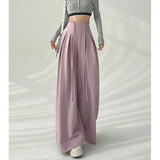 DAIIIBABYYY  -  Streetwear Wide Leg Pants Women Korean Black High Waist Suit Pants Summer Fashion Elegant Lace Up Straight Trousers New