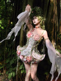 Daiiibabyyy  Embroidery Lolita Dress Flower Lolita Goddess Forest Style Floral Fishbone Corset Fairy Style Elegant Dress Cosplay Fairy
