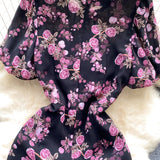 DAIIIBABYYY  -  Elegant sweet  asymmetrical print o-neck puff Sleeve Dress Vacation Slim Women Party mermaid summer dresses