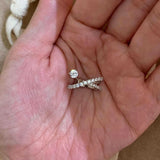 Daiiibabyyy  Korean Fashion Intersection Thin Rings for Women Shiny Crystal CZ Tail Ring Exquisite Jewelry Wedding Accessories Gift