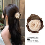 Daiiibabyyy  Elegant Purple Flower Hair Claw for Women Girls Sweet Rose Headwear Back Head Floral Hair Clip Hairpin Fashion Hair Accessories