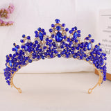 Daiiibabyyy  Handmade Pink Purple Crystal Beads Bridal Tiara Rhinestone Pageant Crowns Diadem Headpiece Wedding Hair Dress Accessories