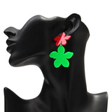 Daiiibabyyy  Sweet Acrylic Colorful Flower Dangle Earring for Women Five Petal Floral Pendant Earrings Holidays Jewelry Accessories