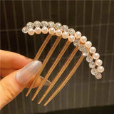 Daiiibabyyy  Luxury Pearl Hair Combs Women Elegant Zircon Hairpin Clips Crystal Bun Wedding Bridal Hairclaw Rhinestone Jewelry Accessories