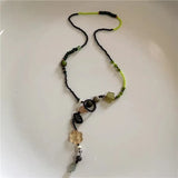 DAIIIBABYYY  -  Boho Acrylic Resin Beaded Flower Pendant Necklace Adjustable Beach Charm Jewelry For Women Fashion Gift