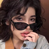 Daiiibabyyy Y2K Cat Eye Style Sunglasses for Women Vintage Gradient Sun Glasses Shades Female Retro Designer Sexy Cat Eye Mirror Sunglass
