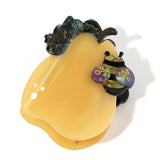 Daiiibabyyy  Y2K Cartoon Bee Pear Pattern Hairpin For Women Niche Creative Color Matching Fruit Dopamine Versatile Shark Clip Summer