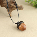 Daiiibabyyy Vintage Screwable Ebony Acorn Pendant Gawu Box Long Necklace Pine Cone Acorn Design Jewelry Artistic Wishing Bottle Ornaments
