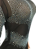 DAIIIBABYYY  -  Sheer Sexy Slim Temperament Jumpsuits for Women Round Neck one shoulder Sleeve High Wiast spliced Diamonds Rompers Female