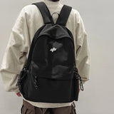 Daiiibabyyy  High School Student Backpack, Simple Solid Color, Middle School Student Backpack, Large Capacity, Lightweight Backpack