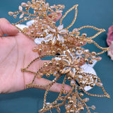Daiiibabyyy  Pearl Hairband Sweet Wedding Hair Bands for Women Handmade Rhinestone Headbands Bridal Hair Accessories Baroque Headdress
