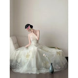 Daiiibabyyy  Korea Simple Spaghetti Strap Wedding Dress Photoshoot A Line Square Collar Bridal Gown Long Party Evening Dresses Customized