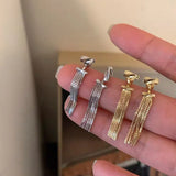 Daiiibabyyy  Elegent Long Tassel Drop Dangle Earrings for Women Metal Delicate Chain Two Wear Way Simple Sweet Luxury Jewelry Daily