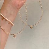 Daiiibabyyy  Retro Exquisite Inlaid Small Zircon Gold Color Choker Necklaces Clavicle Chain Women's New Trend Jewelry