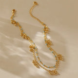Daiiibabyyy  Color Double Layer Small Beads Chain Anklet for Women Light Luxury Summer Boho Vocation Foot Chain Party Jewelry Gifts