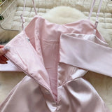 DAIIIBABYYY  -  Elegant Sleeveless Vintage Butterfly Bow Sexy Off Shoulder Satin Slim A-line Straps Dresses Birthday Party High Street Clothing