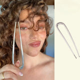 Daiiibabyyy  Silver Color Metal U Shape Hair Stick for Women Daily Hairstyle Ponytail Holder Hair Forks Hairpins Hair Jewelry Accessories