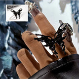 DAIIIBABYYY  -  Vintage Punk Metal Ring Black Liquid Butterfly Opening Exaggerated Adjustable Fashion Gothic Animal Jewelry Gift