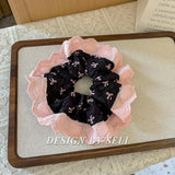 DAIIIBABYYY  -  French Fashion Plaid floralScrunchies for Hair  bow ribbon French girlish ponytail tie hair accessory versatile Hair ties