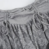 DAIIIBABYYY  -  Y2k Aesthetic Lace Flower Patchwork Mini Skirts Women High Waist Irregular Skirt Summer Streetwear Grunge Fairy Bandage Faldas