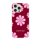 Daiiibabyyy  Crystal transparent white IND double-layer pink small flower phone case for iPhone 11 12 13 14 15 16 17 Pro Max
