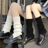 DAIIIBABYYY  -  40cm Women's Autumn Long Socks Knitted Foot Cover Leg Warmers Y2K Winter Protector Stocking Legging Non-Slip Home Ladies Socks
