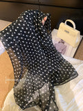 Daiiibabyyy  Ins Bright Yellow Dot Silk Scarf Women's 2025 Spring Summer New High-end Neck Silk Scarf Matching Headband Tied Hair Long Scarf
