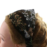 Daiiibabyyy  Women Wide-Brimmed Face Wash Embroidery Floral Lace Turban Headband Headdress Hair Accessories Hair Band