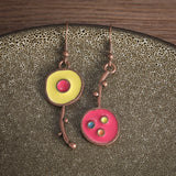 Daiiibabyyy  Classic Asymmetric Bronze Painting Pendant Earrings for Women Ethnic Orange Blue Stone Personalized Earring Jewelry Accessories