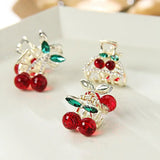 DAIIIBABYYY  -  New Cute Delicate Diamond Cherry Small Hair Claw Hair Clip Women's Rhinestone Hairpin Headwear Hair Accessories