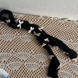 Daiiibabyyy  Y2K Velvet Bow Lace Fingerless Arm Sleeves Women Sheer Glovelettes for Hot Girl Summer Style Fashion Lace Trim Bolero Gloves