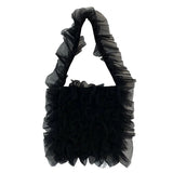 Daiiibabyyy  Nice Bag Sweet Girlish Style Lace Pleated Bag Lace Hand Held Underarm Single Shoulder Bag Kawaii Crossbody Bags White Small Bag