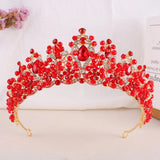 Daiiibabyyy  Handmade Pink Purple Crystal Beads Bridal Tiara Rhinestone Pageant Crowns Diadem Headpiece Wedding Hair Dress Accessories