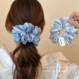 Daiiibabyyy  Korean Stripe Hair Scrunchies Tie Elegant Simple Large Hair Ropes Rubber Bands Ponytail Headwear Hair Accessories For Girls New