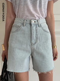 DAIIIBABYYY  -  Streetwear Light Blue Denim Shorts Women Korean Fashion High Waist Biker Shorts Jeans Feminino Summer Casual Chic