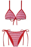 Daiiibabyyy  Retro Striped Bikini Sexy Vacation Hot Spring Swimming Suit Small Chest  Separate Women's Swimsuit Beach Playwear