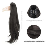 DAIIIBABYYY  -  Long Hair Women's Wig Tail Clip Micro Curl Natural Realistic Popular Tie Synthetic Full Real Human Hair Fake Braid