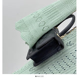 DAIIIBABYYY  -  Vacation Style Hollow Hook Flower Trumpet Sleeve V-neck Knitted Sweater Summer Bow Tie Single Breasted Mid Length Top