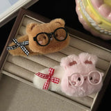 Daiiibabyyy  1pc Autumn new coffee colored glasses, teddy bear, clip, cute bangs, hair accessories clip