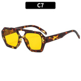 DAIIIBABYYY  -  Leopard Trendy Women Sunglasses Square Chic Decorative Beach Sun Shades for Outdoor Travelling with UV Protection