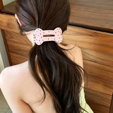 Daiiibabyyy  New Polka Dot Dog Bone Hair Claw Clips Black and White Premium Hair Barrettes Fashion Hair Accessories for Women