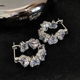 DAIIIBABYYY  -  Exquisite Clear Heart-shaped Cubic Zirconia Hoop Earrings New Trending Sliver Color Plated Wedding Party Ear Accessories