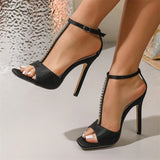 Daiiibabyyy  Summer Fashion Crystal Diamond  Sandals Women Buckle Strap Stiletto Thin Heels Female Shoes Party Dress Pumps