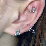 Daiiibabyyy  1Pcs Fashion Silver Color Musical Notes Stud Earrings for Women Minimalist Metal Small Piercing Ear Bone Earrings Y2K Jewelry