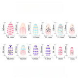 Daiiibabyyy  24pcs Y2k Almond Fake Nails Colorful Stripes French Style False Nail Metal Star Pearl Decor Press On Nails Spicy Girl Manicure
