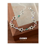 DAIIIBABYYY  -  New Arrival Elegant Colorful Crystal Star Silver Ladies Jewelry Set For Women Necklace Bracelet New Year Gifts